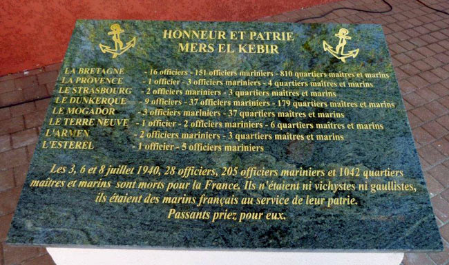 Plaque Mers-El-Kébir